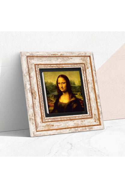 Leonardo da Vinci Mona Lisa Taş Duvar Tablosu - Çerçeveli Taş Tablo - Dekoratif Duvar Sanatı - Modern Ev ve Ofis Duvar Dekoru TK1-19