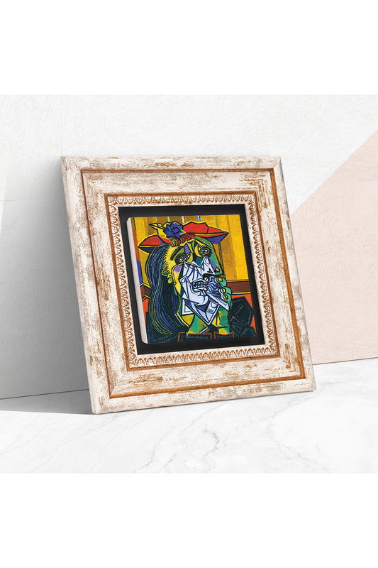 Picasso Ağlayan Kadın Taş Duvar Tablosu - Çerçeveli Taş Tablo - Dekoratif Duvar Sanatı - Modern Ev ve Ofis Duvar Dekoru TK1-304