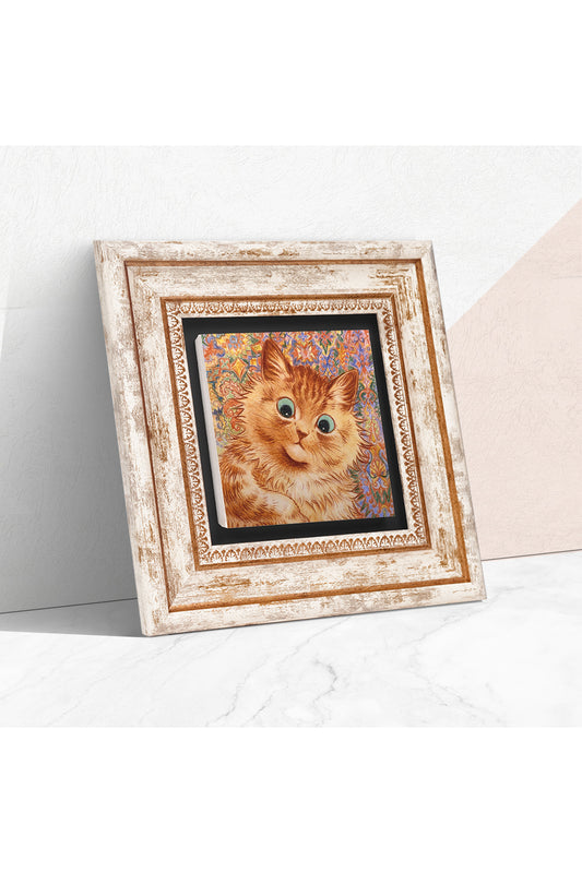 Louis Wain Kediler Taş Duvar Tablosu - Çerçeveli Taş Tablo - Dekoratif Duvar Sanatı - Modern Ev ve Ofis Duvar Dekoru TK1-312