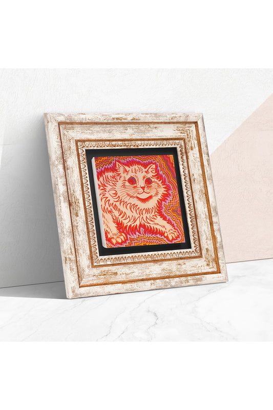 Louis Wain Kediler Taş Duvar Tablosu - Çerçeveli Taş Tablo - Dekoratif Duvar Sanatı - Modern Ev ve Ofis Duvar Dekoru TK1-313