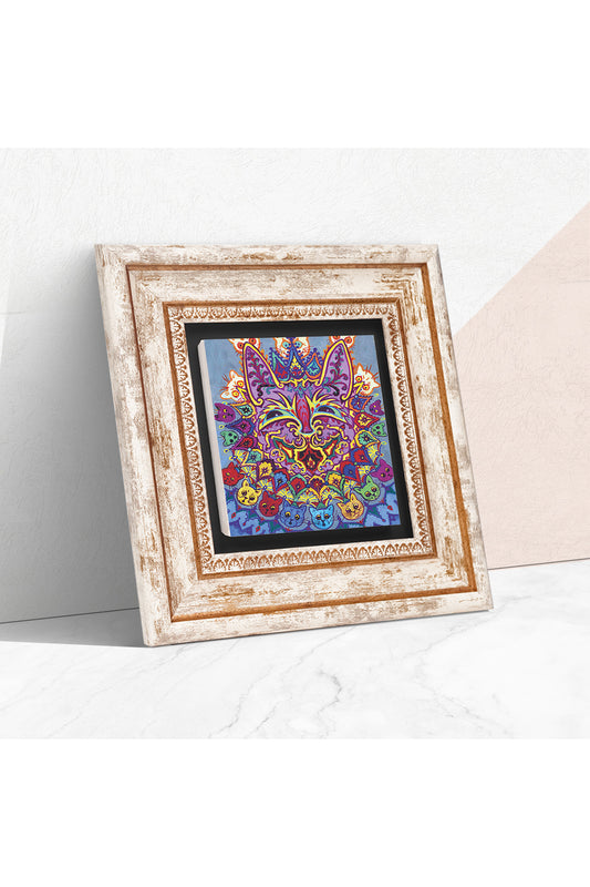 Louis Wain Kediler Taş Duvar Tablosu - Çerçeveli Taş Tablo - Dekoratif Duvar Sanatı - Modern Ev ve Ofis Duvar Dekoru TK1-314