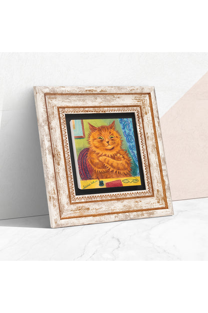 Louis Wain Kediler Taş Duvar Tablosu - Çerçeveli Taş Tablo - Dekoratif Duvar Sanatı - Modern Ev ve Ofis Duvar Dekoru TK1-316