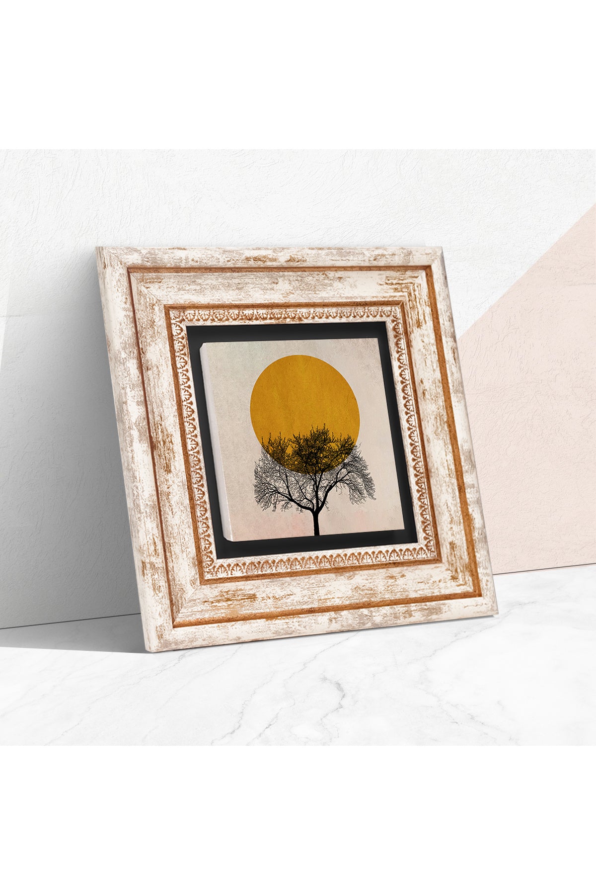 Minimalist Taş Duvar Tablosu - Çerçeveli Taş Tablo - Dekoratif Duvar Sanatı - Modern Ev ve Ofis Duvar Dekoru TK1-321