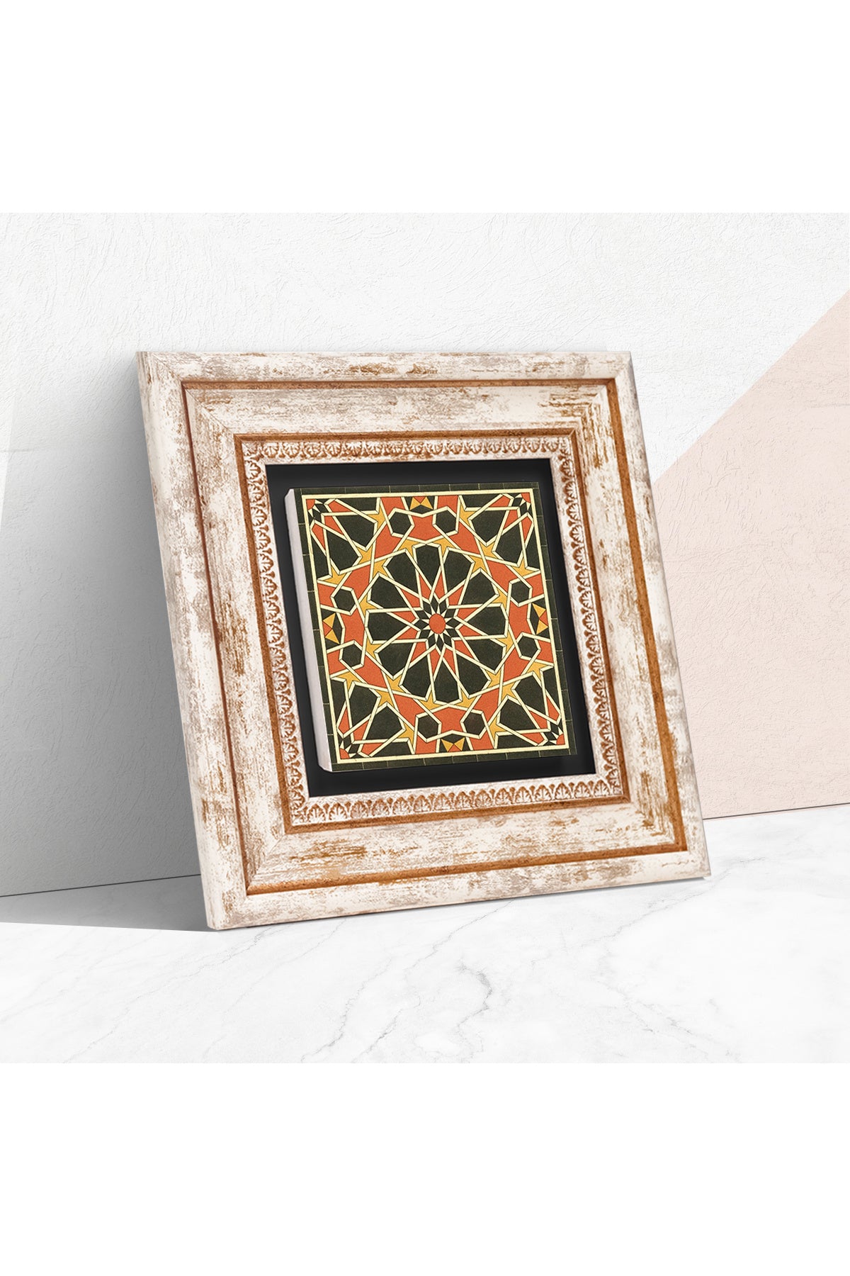 Etnik Desen Taş Duvar Tablosu - Çerçeveli Taş Tablo - Dekoratif Duvar Sanatı - Modern Ev ve Ofis Duvar Dekoru TK1-369