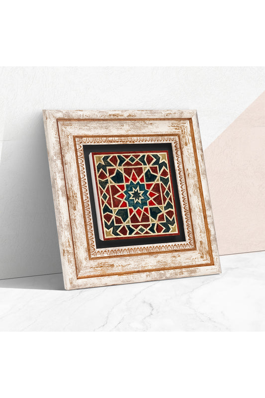 Etnik Desen Taş Duvar Tablosu - Çerçeveli Taş Tablo - Dekoratif Duvar Sanatı - Modern Ev ve Ofis Duvar Dekoru TK1-371