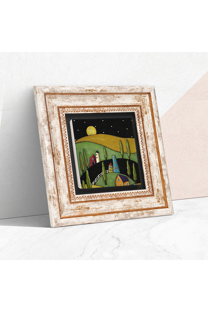 Minimalist Bohem Taş Duvar Tablosu - Çerçeveli Taş Tablo - Dekoratif Duvar Sanatı - Modern Ev ve Ofis Duvar Dekoru TK1-394