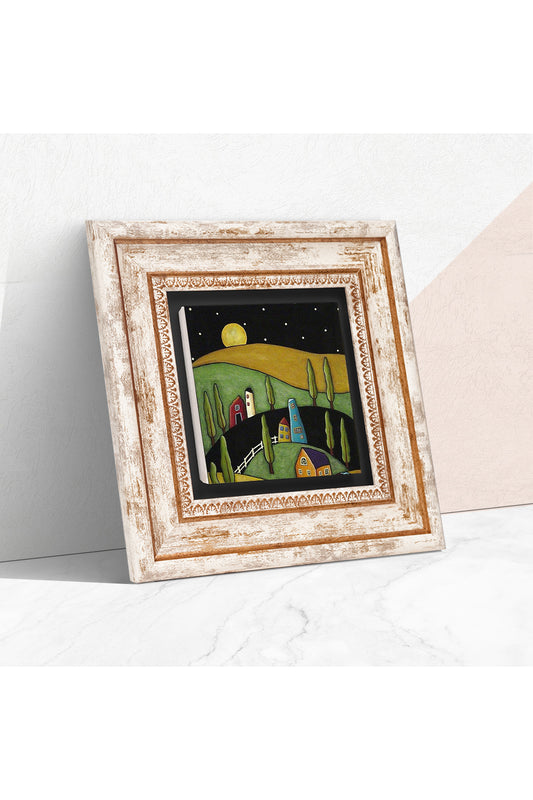 Minimalist Bohem Taş Duvar Tablosu - Çerçeveli Taş Tablo - Dekoratif Duvar Sanatı - Modern Ev ve Ofis Duvar Dekoru TK1-394