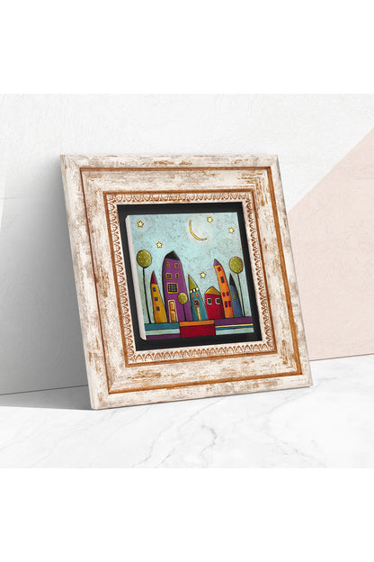 Minimalist Bohem Taş Duvar Tablosu - Çerçeveli Taş Tablo - Dekoratif Duvar Sanatı - Modern Ev ve Ofis Duvar Dekoru TK1-395
