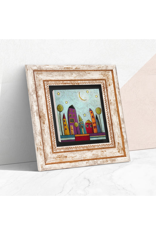 Minimalist Bohem Taş Duvar Tablosu - Çerçeveli Taş Tablo - Dekoratif Duvar Sanatı - Modern Ev ve Ofis Duvar Dekoru TK1-395