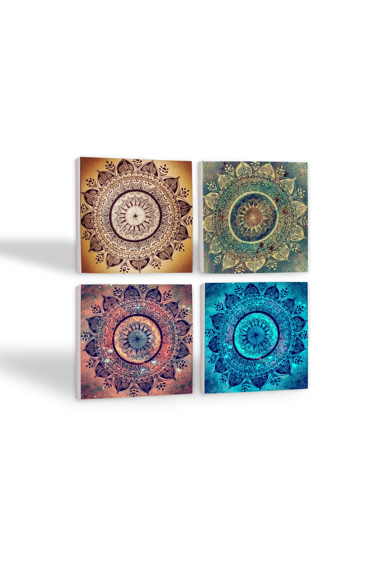 Pinecone Mandala Taş Bardak Altlığı Seti - 4 Parça - Dekoratif, Rustik Mutfak Aksesuarı, 10x10 cm, Kaydırmaz Tabanlı, Şık ve Dayanıklı SC143