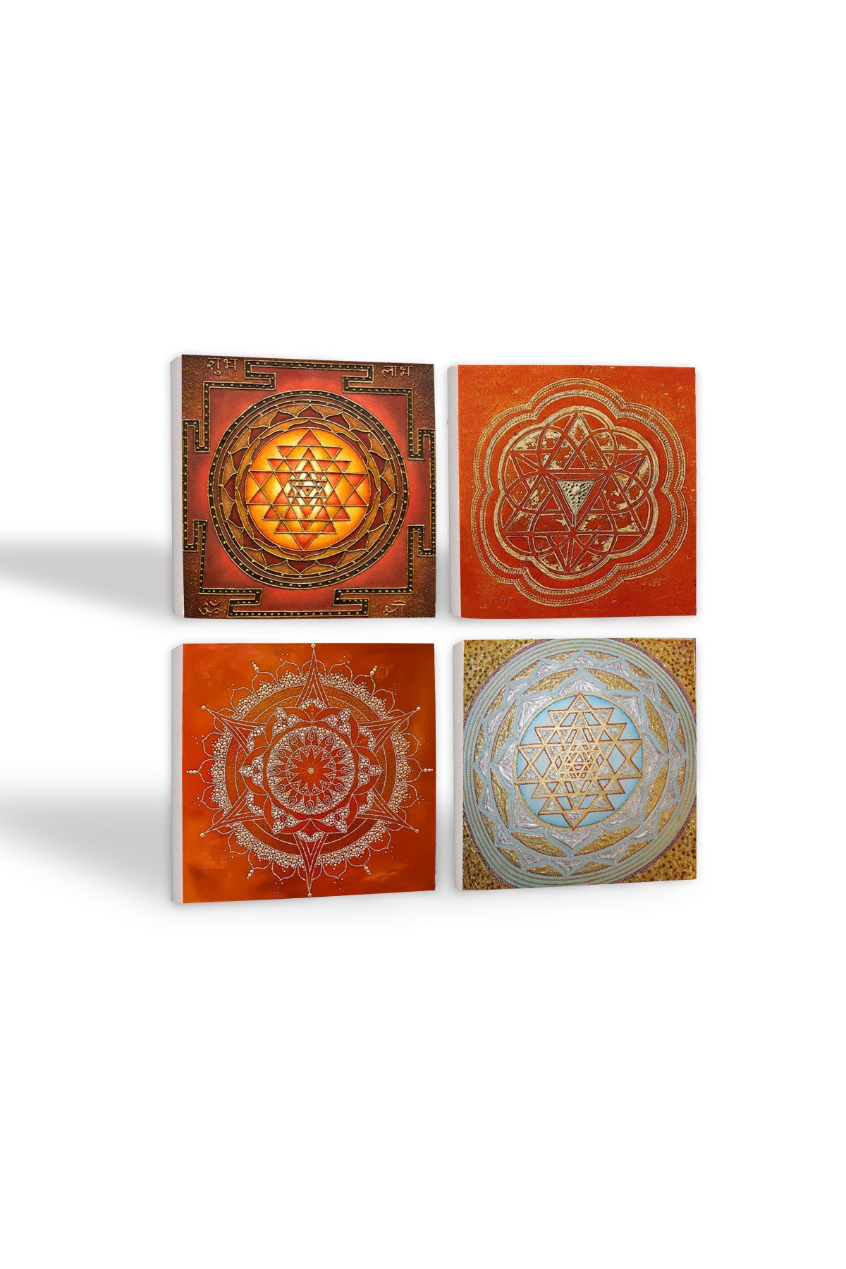 Pinecone Sri Yantra, Mandala Taş Bardak Altlığı Seti - 4 Parça - Dekoratif, Rustik Mutfak Aksesuarı, 10x10 cm, Kaydırmaz Tabanlı, Şık ve Dayanıklı SC181