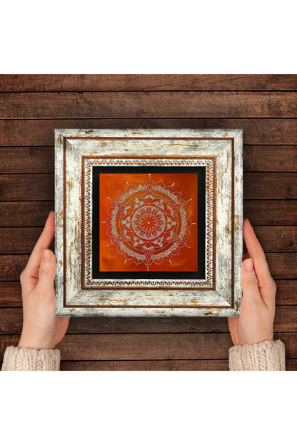 Mandala Taş Duvar Tablosu - Çerçeveli Taş Tablo - Dekoratif Duvar Sanatı - Modern Ev ve Ofis Duvar Dekoru TK1-169