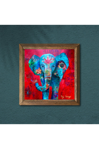 Fil Taş Duvar Tablosu - Ahşap Çerçeveli Taş Tablo - 25x25 cm - Dekoratif Duvar Sanatı - Modern Ev ve Ofis Duvar Dekoru -W1-214