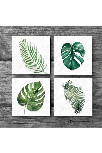 Pinecone Yaprak Taş Bardak Altlığı Seti - 4 Parça - Dekoratif, Rustik Mutfak Aksesuarı, 10x10 cm, Kaydırmaz Tabanlı, Şık ve Dayanıklı SC176