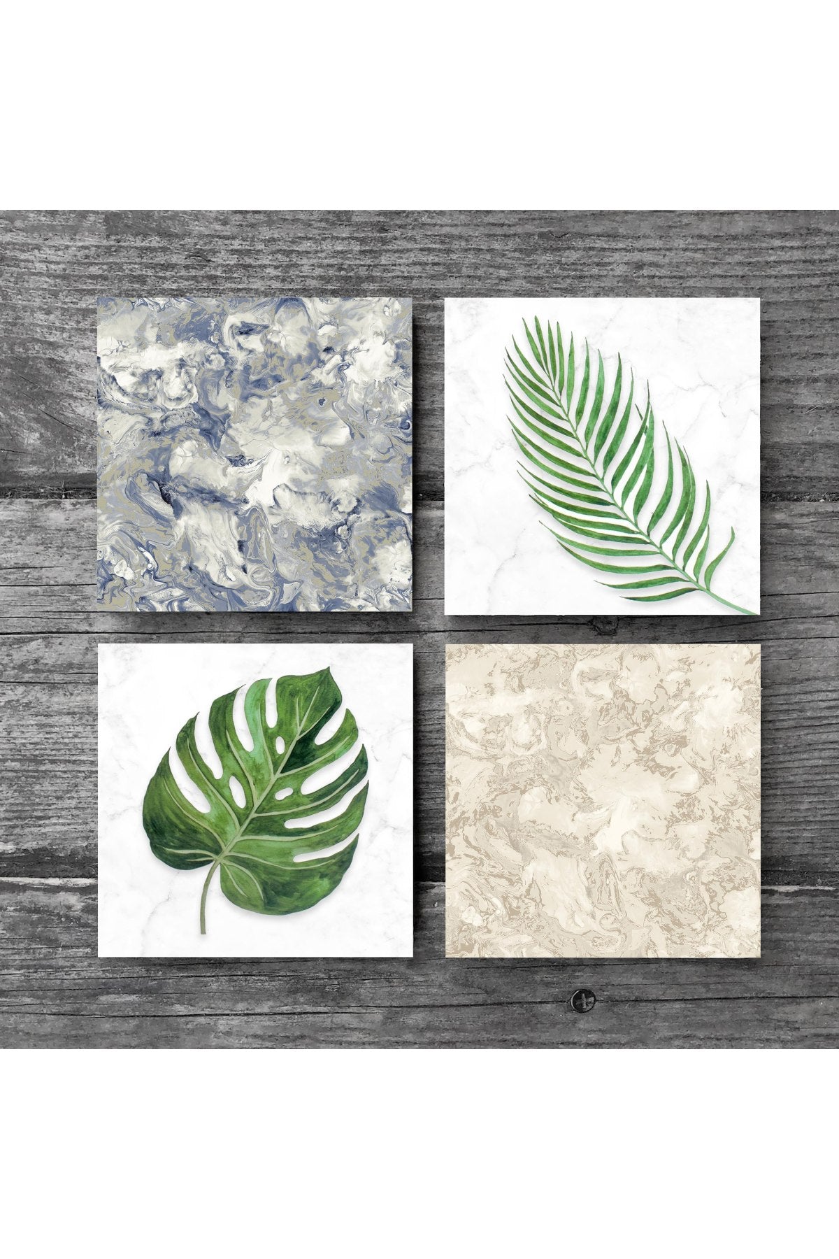 Pinecone Yaprak, Desen Taş Bardak Altlığı Seti - 4 Parça - Dekoratif, Rustik Mutfak Aksesuarı, 10x10 cm, Kaydırmaz Tabanlı, Şık ve Dayanıklı SC361