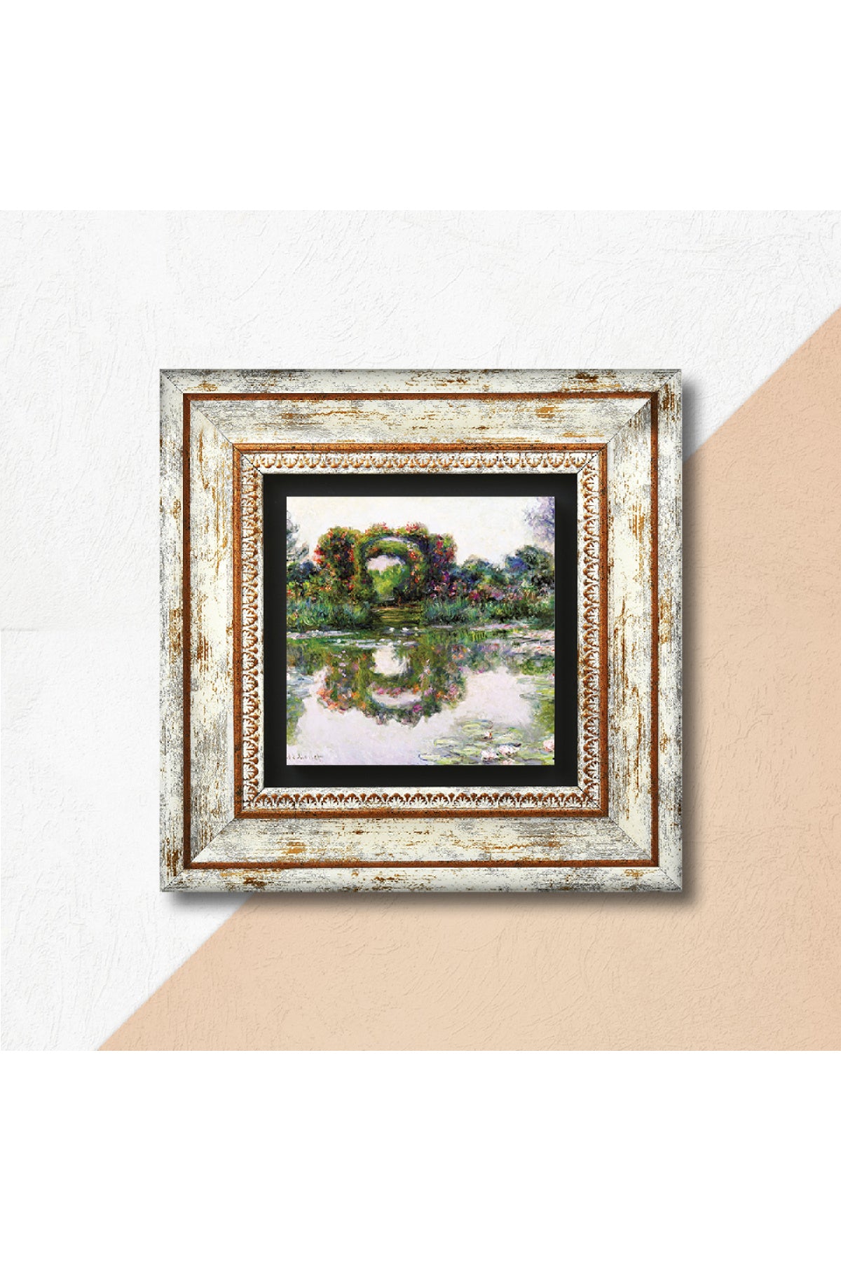 Claude Monet Gül Çiçekli Kemer Taş Duvar Tablosu - Çerçeveli Taş Tablo - Dekoratif Duvar Sanatı - Modern Ev ve Ofis Duvar Dekoru TK1-251