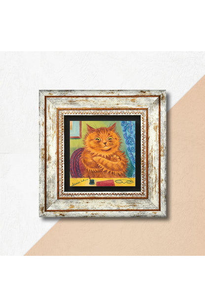 Louis Wain Kediler Taş Duvar Tablosu - Çerçeveli Taş Tablo - Dekoratif Duvar Sanatı - Modern Ev ve Ofis Duvar Dekoru TK1-316