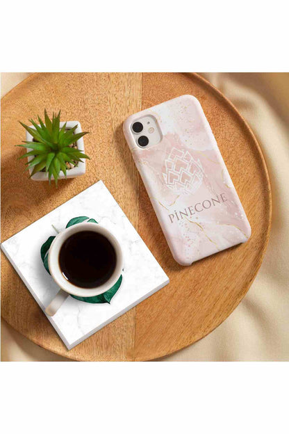 Pinecone Yaprak Taş Bardak Altlığı Seti - 4 Parça - Dekoratif, Rustik Mutfak Aksesuarı, 10x10 cm, Kaydırmaz Tabanlı, Şık ve Dayanıklı SC176