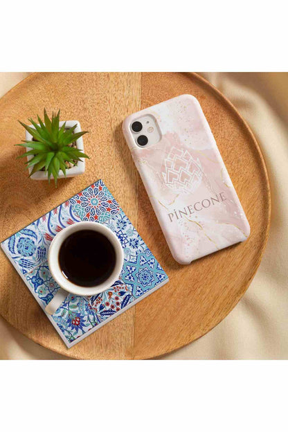 Pinecone Nar Ağacı, Nar, Fatma Ana Eli (Hamsa) Taş Bardak Altlığı Seti - 4 Parça - Dekoratif, Rustik Mutfak Aksesuarı, 10x10 cm, Kaydırmaz Tabanlı, Şık ve Dayanıklı SC191