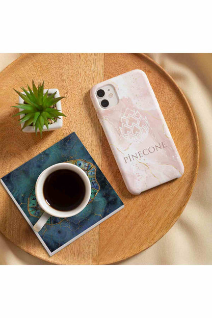 Pinecone Nazar, Yaşam Çiçeği Taş Bardak Altlığı Seti - 4 Parça - Dekoratif, Rustik Mutfak Aksesuarı, 10x10 cm, Kaydırmaz Tabanlı, Şık ve Dayanıklı SC216