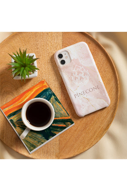 Pinecone Van Gogh Ren Nehri’nde Yıldızlı Bir Gece, Çığlık, Yerli Kadınlar, Deniz Manzarası Taş Bardak Altlığı Seti - 4 Parça - Dekoratif, Rustik Mutfak Aksesuarı, 10x10 cm, Kaydırmaz TabanlıSC431