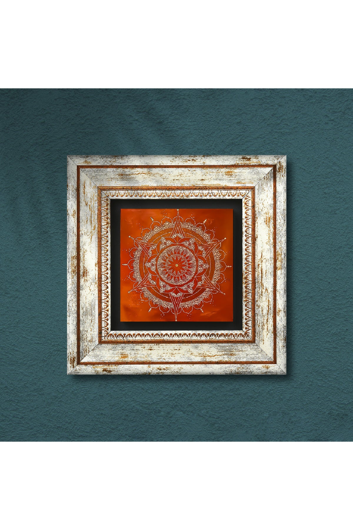 Mandala Taş Duvar Tablosu - Çerçeveli Taş Tablo - Dekoratif Duvar Sanatı - Modern Ev ve Ofis Duvar Dekoru TK1-169