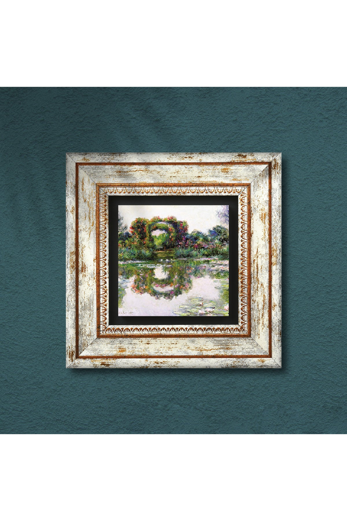 Claude Monet Gül Çiçekli Kemer Taş Duvar Tablosu - Çerçeveli Taş Tablo - Dekoratif Duvar Sanatı - Modern Ev ve Ofis Duvar Dekoru TK1-251