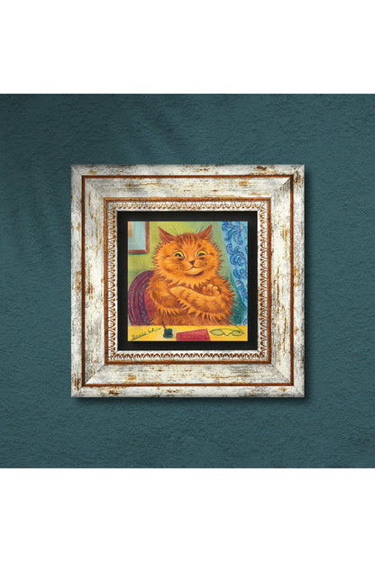 Louis Wain Kediler Taş Duvar Tablosu - Çerçeveli Taş Tablo - Dekoratif Duvar Sanatı - Modern Ev ve Ofis Duvar Dekoru TK1-316