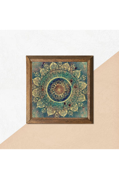 Mandala Taş Duvar Tablosu - Ahşap Çerçeveli Taş Tablo - 25x25 cm - Dekoratif Duvar Sanatı - Modern Ev ve Ofis Duvar Dekoru -W1-231